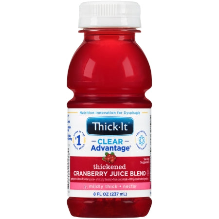 Thickened Beverage Thick-It® Clear Advantage® 8 oz. Bottle Cranberry Flavor Ready to Use Nectar Consistency Case of 24