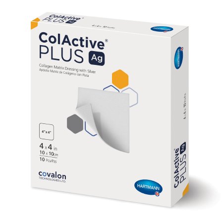 ColActive Plus Ag Silver Collagen 4x4 Square  Box of 10
