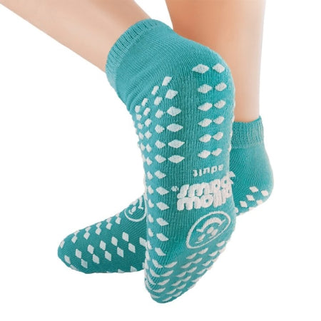 Terries Pillow Paws Slipper Socks - 1 pair, ADULT 5-7 (TEAL)