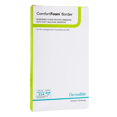 DermaRite ComfortFoam 7 X 7 Inch With Border Waterproof Backing Silicone Adhesive Square Sterile