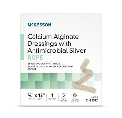 McKesson Calcium Alginate Dressing with Antimicrobial Silver Rope 3/4x12 inch Sterile box of 5 - CheapChux